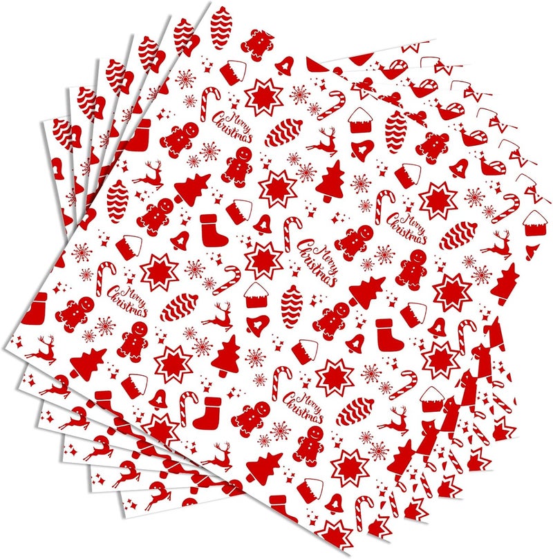Ocmoiy 100 Sheets Christmas Wax Paper 10" x 10" Sandwich Wrapping Paper, Colored Decorative Deli Parchment Food Basket Liners for Wrapping Holiday Treats, Candy, Cookies (Red Christmas Pattern) - Image 1